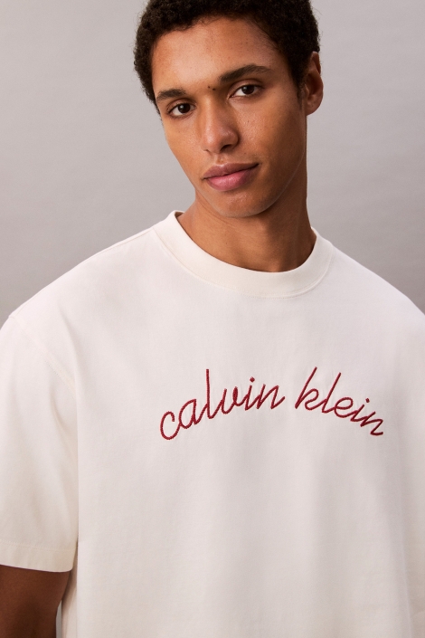 Calvin Klein beige heren t-shirt | Close up