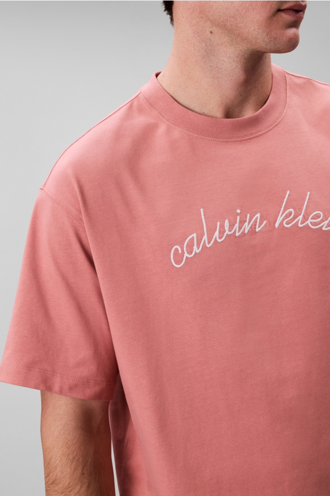Calvin Klein oranje heren t-shirt | Close up