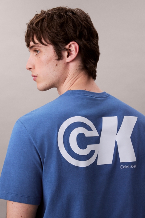 Calvin Klein blauwe heren t-shirt | Close up