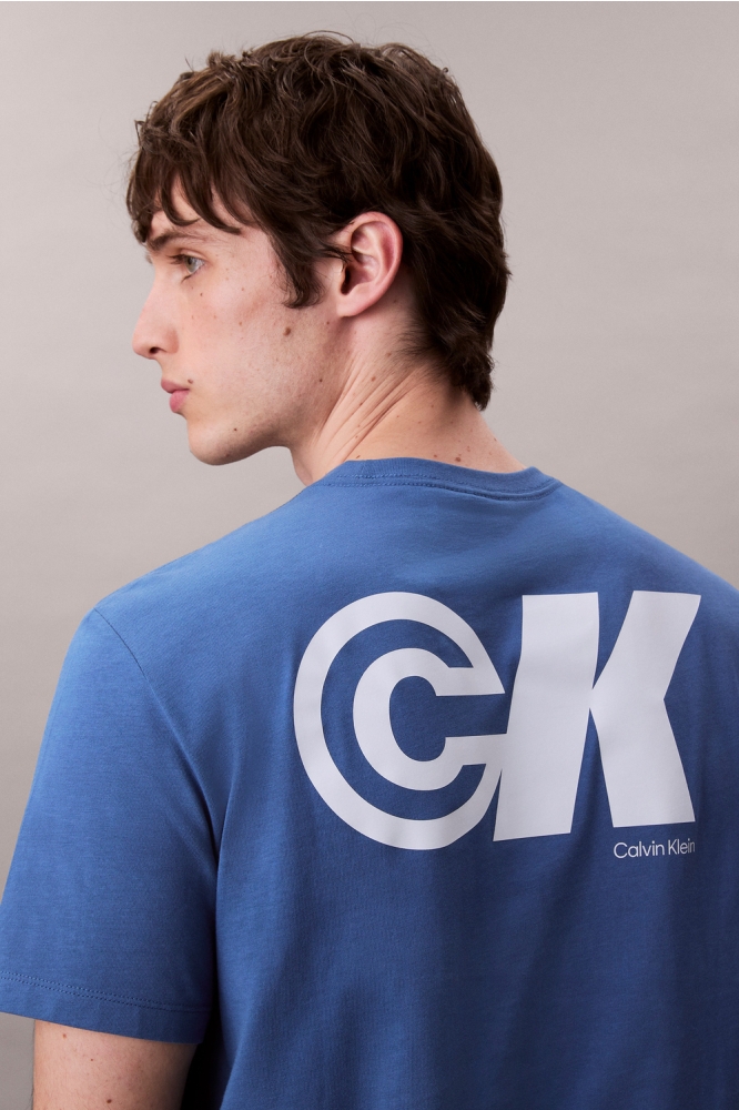 Calvin Klein blauwe heren t-shirt | Close up