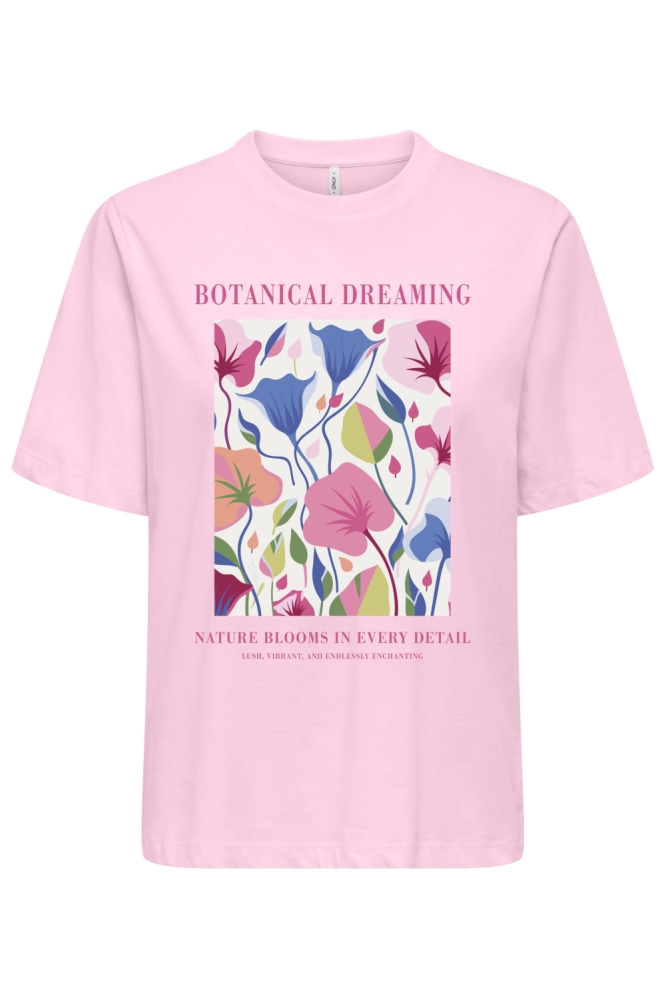 Only roze dames t-shirt | Vooraanzicht