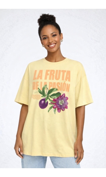 ONLROSIE S/S OVERSIZE TEE CS JRS 15369746 PASTEL YELLOW/LA FRUTA