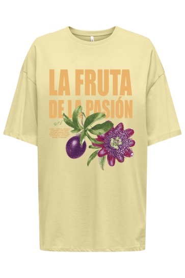 Only ONLROSIE S/S OVERSIZE TEE CS JRS 15369746 PASTEL YELLOW/LA FRUTA