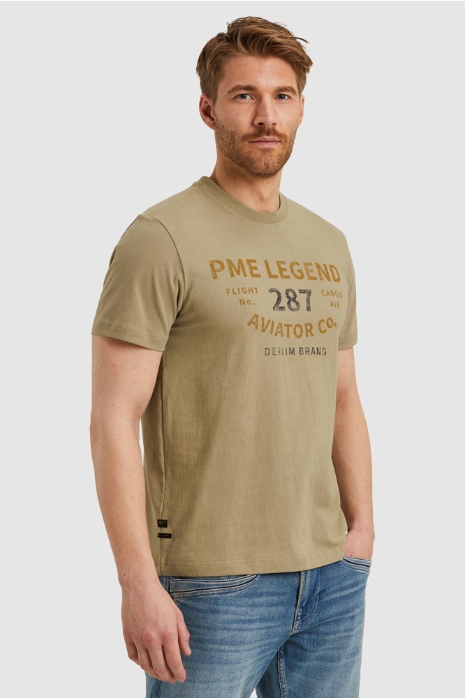 PME legend groene heren t-shirt | Model zijaanzicht