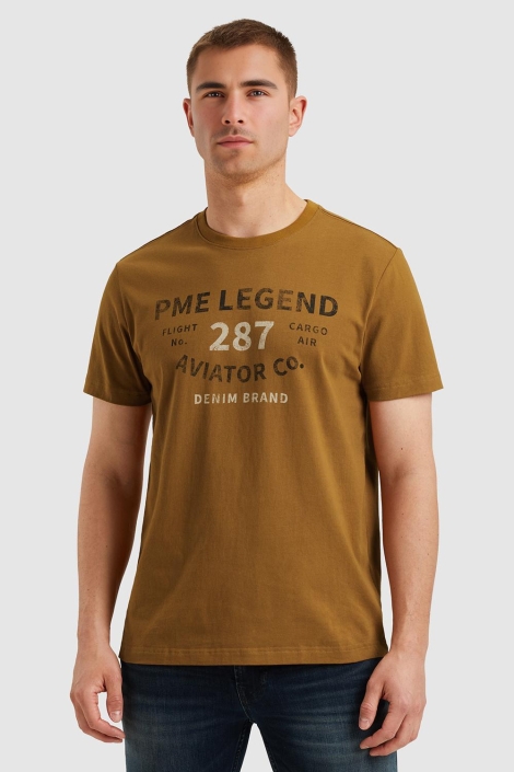 PME legend gele heren t-shirt | Model vooraanzicht
