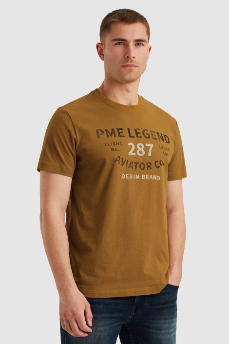 PME legend gele heren t-shirt | Model zijaanzicht