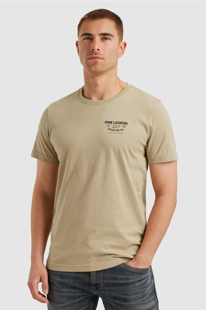 PME legend beige heren t-shirt | Model vooraanzicht