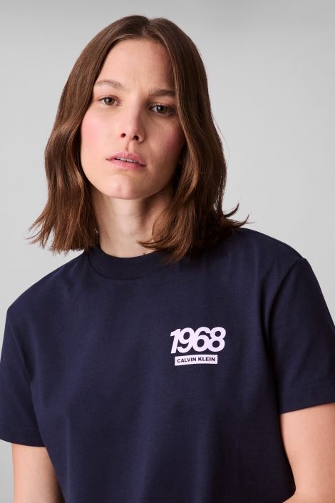 Calvin Klein blauwe dames t-shirt | Close up