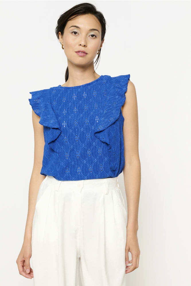 LolaLiza blauwe dames top | Model vooraanzicht