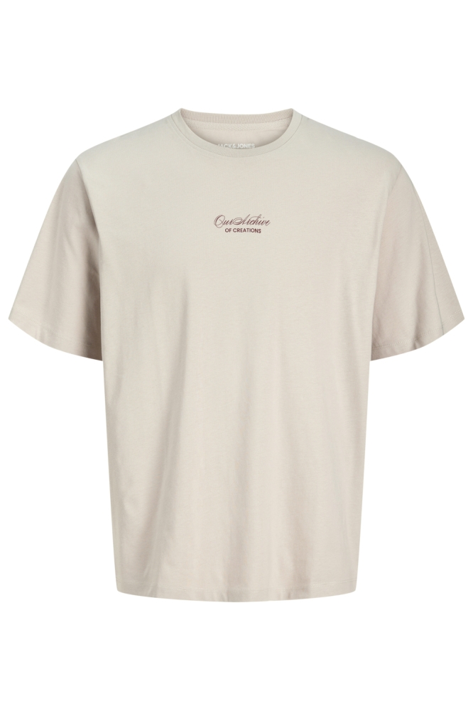 Jack & Jones beige heren t-shirt | Vooraanzicht
