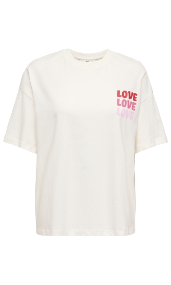 JDYCARLA S/S OVERSIZE T-SHIRT JRS 15356228 CLOUD DANCER/LOVE