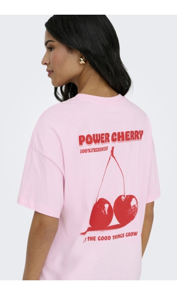 JDYCARLA S/S OVERSIZE T-SHIRT JRS 15356228 PINK LADY/CHERRY