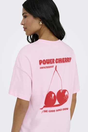 Jacqueline de Yong JDYCARLA S/S OVERSIZE T-SHIRT JRS 15356228 PINK LADY/CHERRY