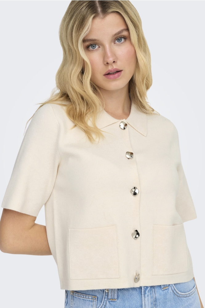 Jacqueline de Yong beige dames vest | Model vooraanzicht