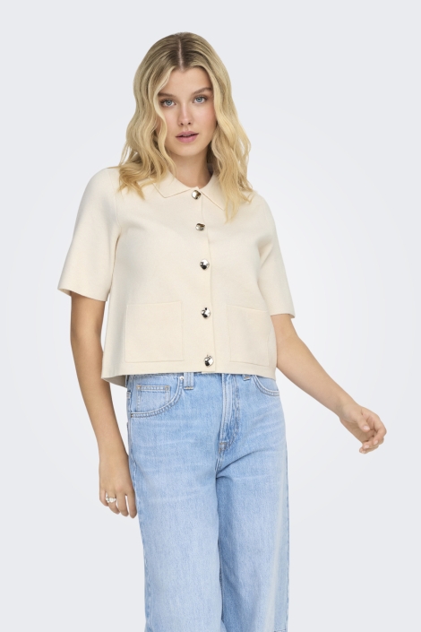 Jacqueline de Yong beige dames vest | Model vooraanzicht