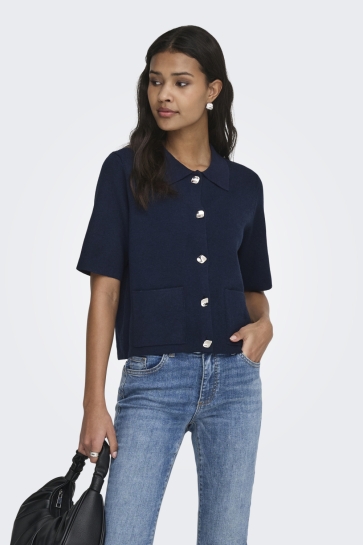 Jacqueline de Yong jdyprime life 2/4 collar cardigan k Blauw