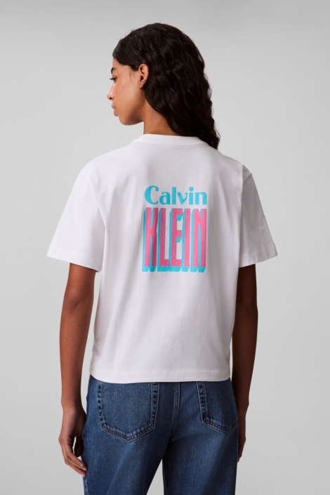 Calvin Klein witte dames t-shirt | Model achteraanzicht