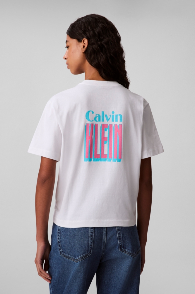 Calvin Klein witte dames t-shirt | Model achteraanzicht