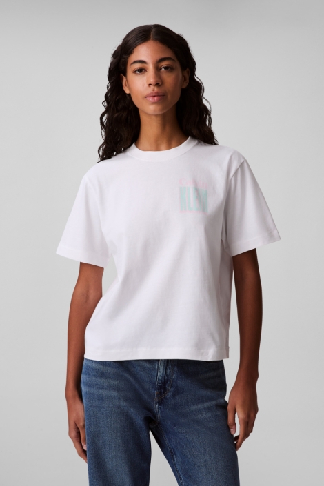 Calvin Klein witte dames t-shirt | Model vooraanzicht
