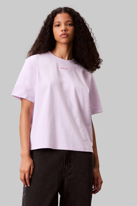 Calvin Klein roze dames t-shirt | Model vooraanzicht