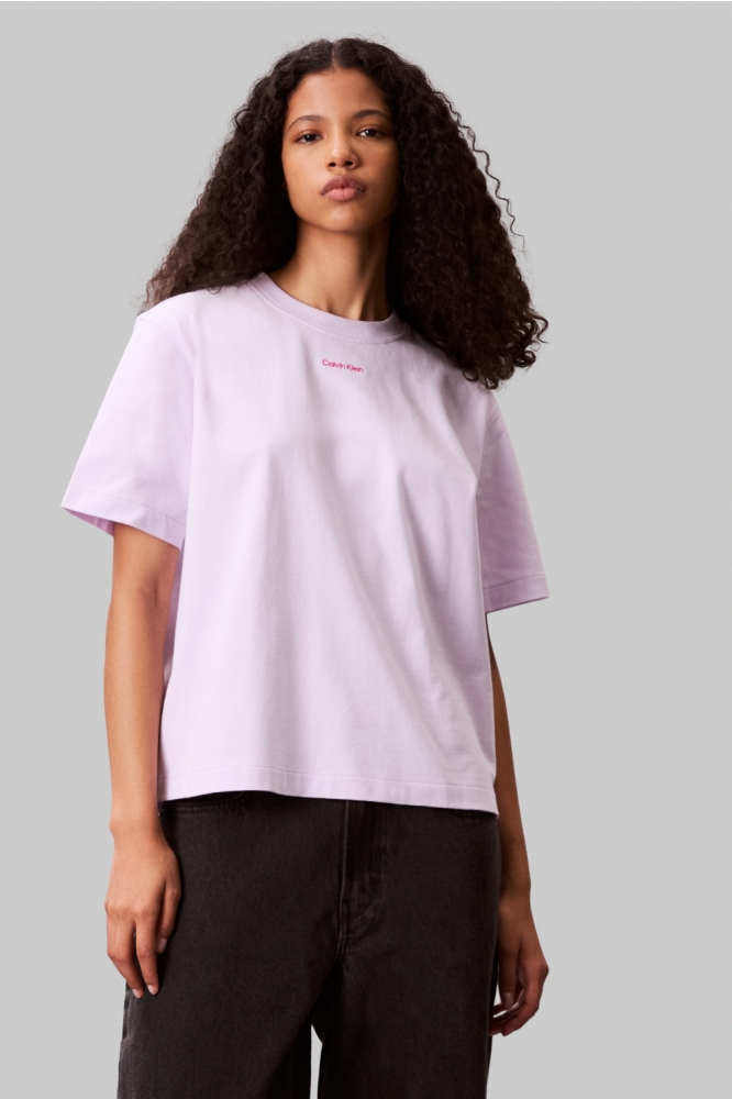 Calvin Klein roze dames t-shirt | Model vooraanzicht