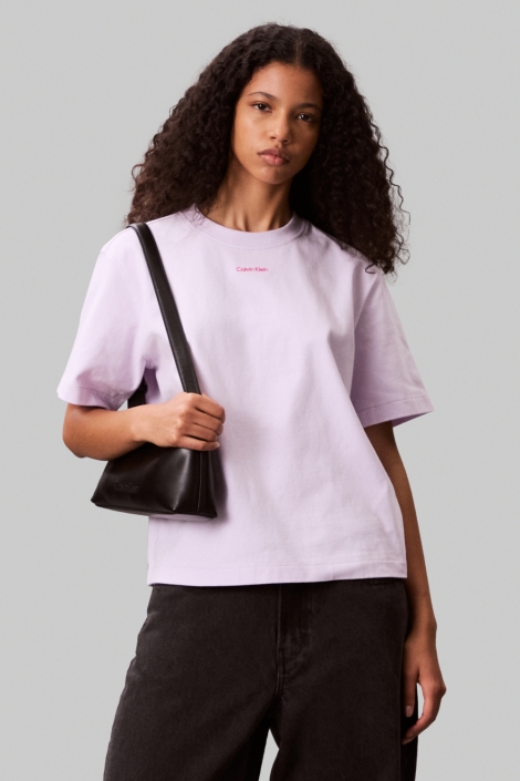 Calvin Klein roze dames t-shirt | Model vooraanzicht