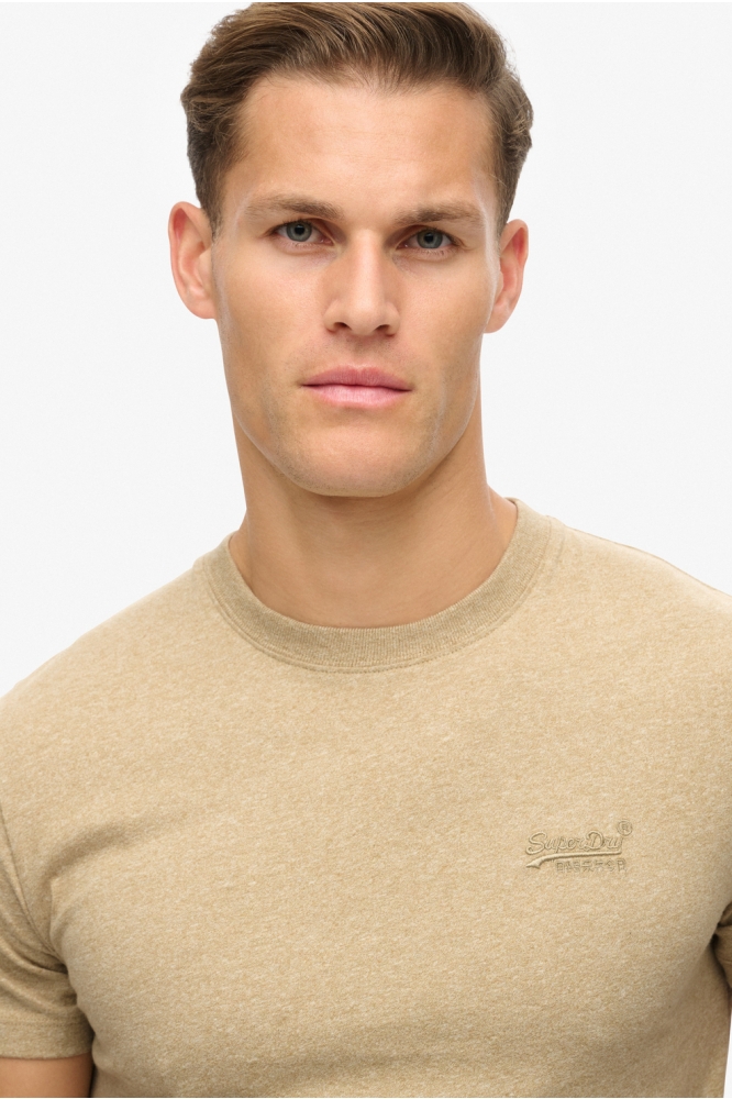 Superdry beige heren t-shirt | Close up