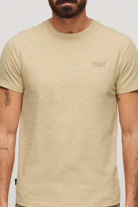 Superdry beige heren t-shirt | Close up