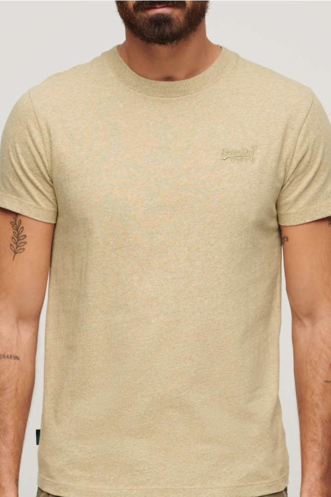 Superdry beige heren t-shirt | Close up