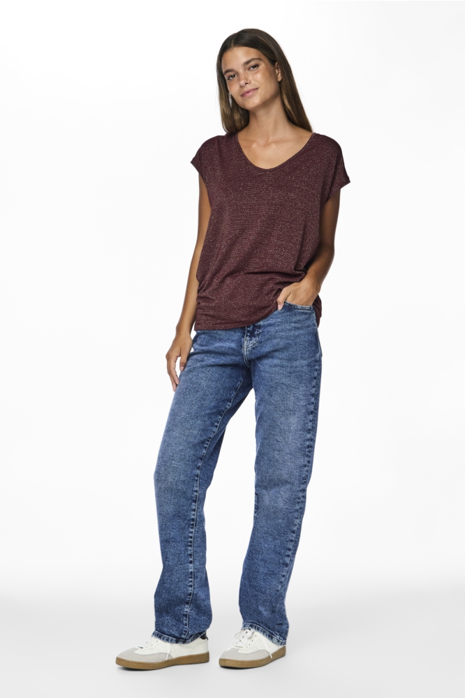 Pieces bordeaux dames t-shirt | Model