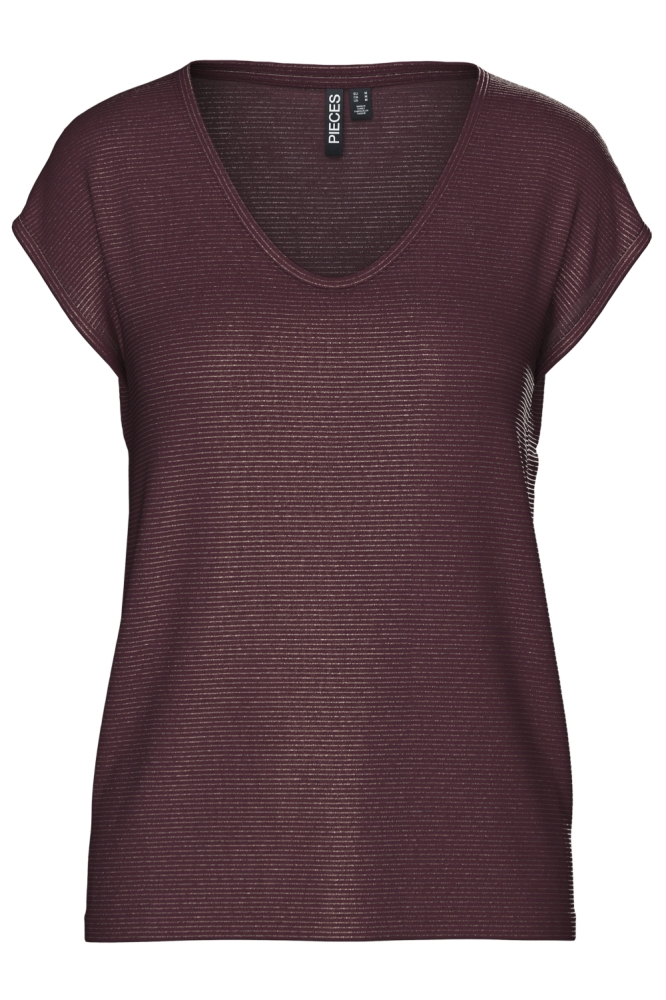 Pieces bordeaux dames t-shirt | Vooraanzicht