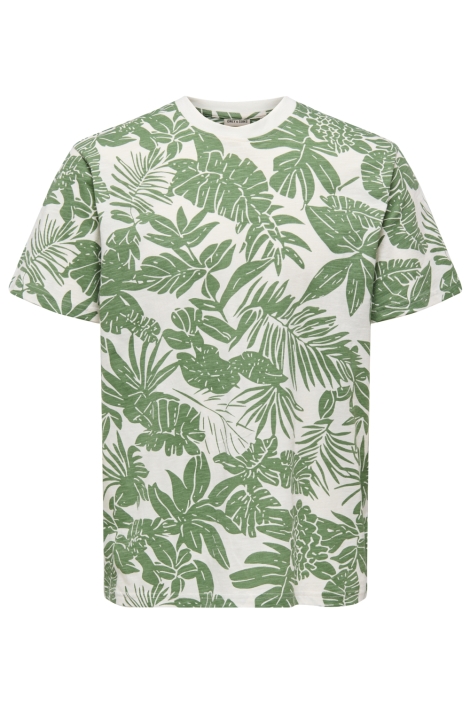 Only & Sons beige heren t-shirt | Vooraanzicht