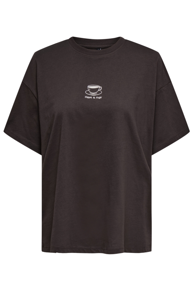 Only bruine dames t-shirt | Vooraanzicht