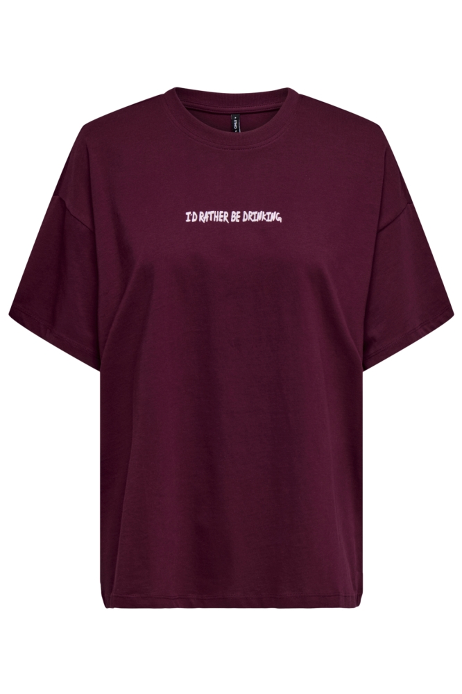 Only bordeaux dames t-shirt | Vooraanzicht