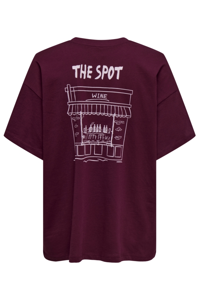 Only bordeaux dames t-shirt | Achteraanzicht