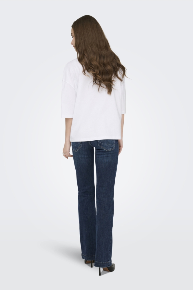 Only witte dames t-shirt | Model achteraanzicht