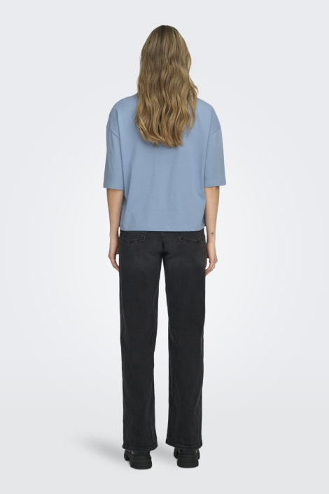 Only blauwe dames t-shirt | Model achteraanzicht