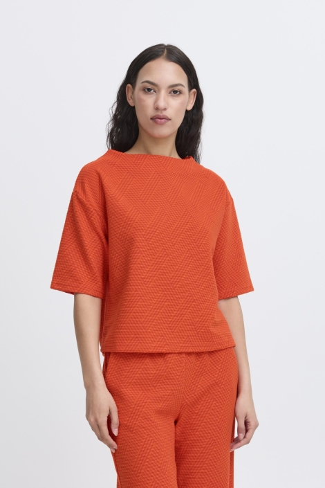 Ichi rode dames t-shirt | Model vooraanzicht