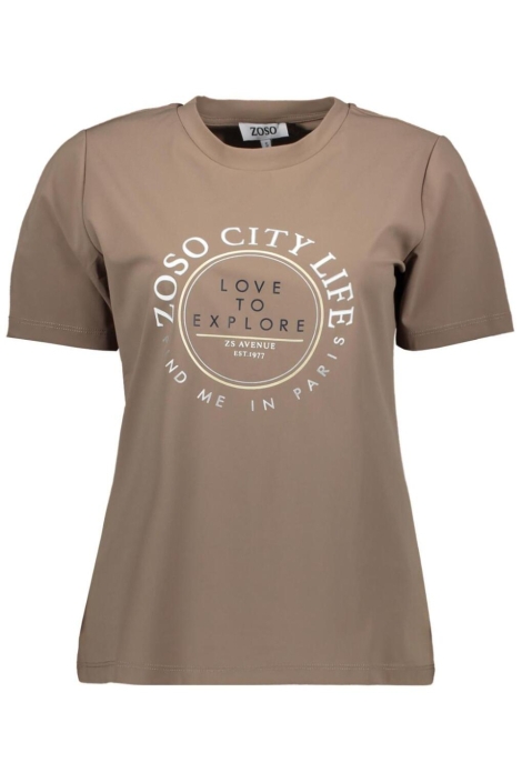 Zoso bruine dames t-shirt | Vooraanzicht