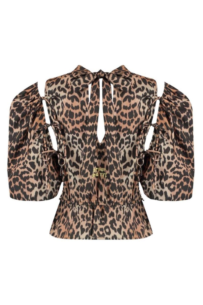 Harper & Yve camel dames blouse | Achteraanzicht