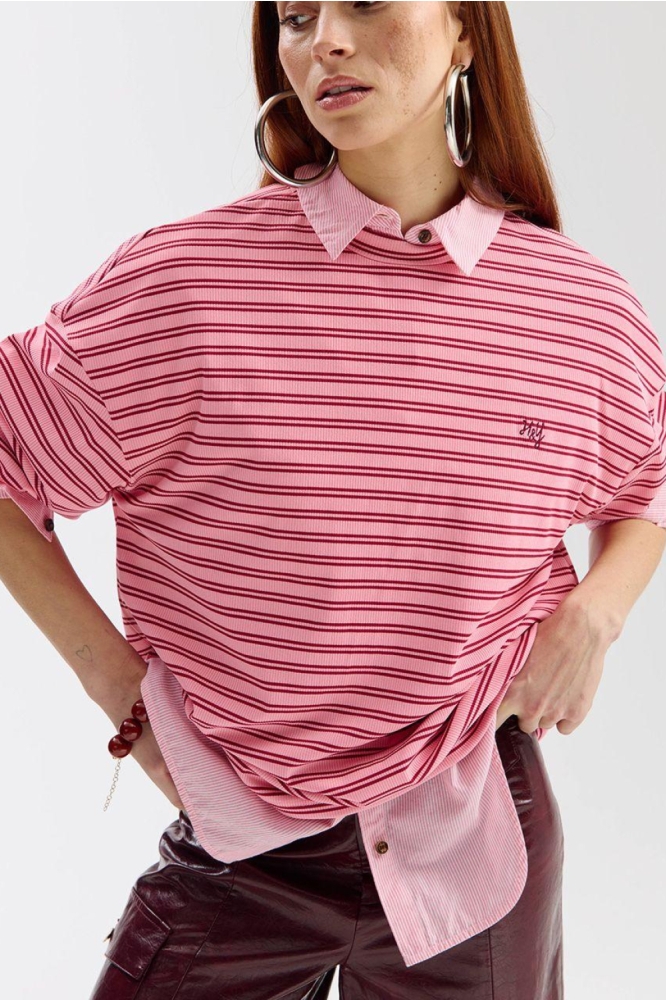 Harper & Yve roze dames t-shirt | Model vooraanzicht