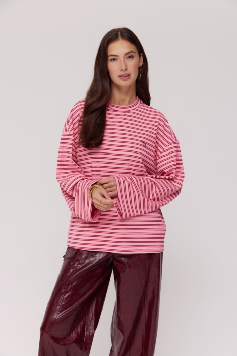 Harper & Yve roze dames t-shirt | Model vooraanzicht