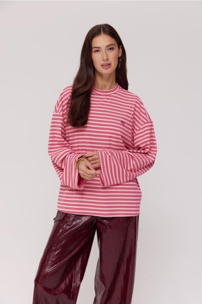 Harper & Yve roze dames t-shirt | Model vooraanzicht