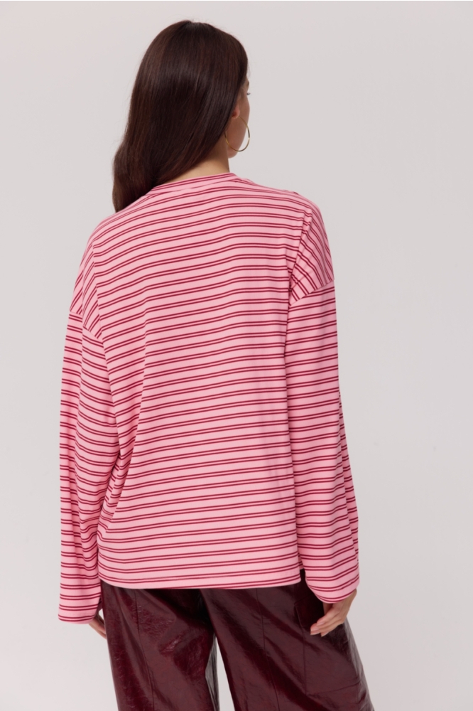 Harper & Yve roze dames t-shirt | Model achteraanzicht