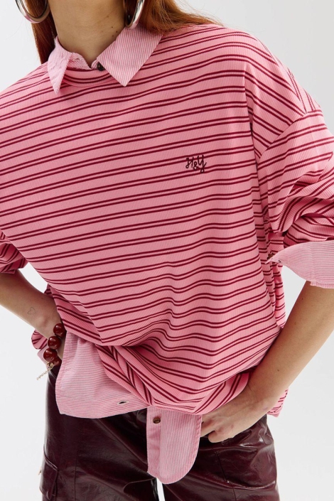 Harper & Yve roze dames t-shirt | Close up