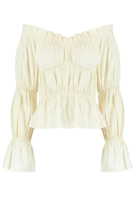Harper & Yve ecru dames t-shirt | Vooraanzicht