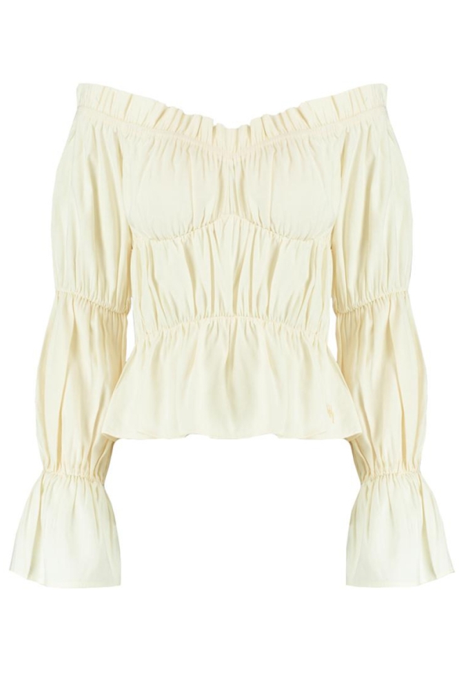 Harper & Yve ecru dames top | Vooraanzicht