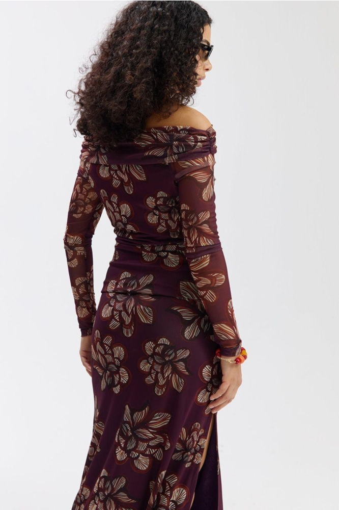 Harper & Yve paarse dames t-shirt | Model achteraanzicht