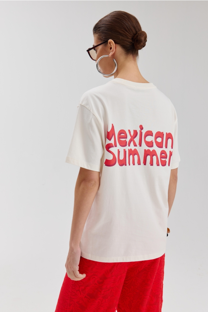 Harper & Yve ecru dames t-shirt | Model achteraanzicht