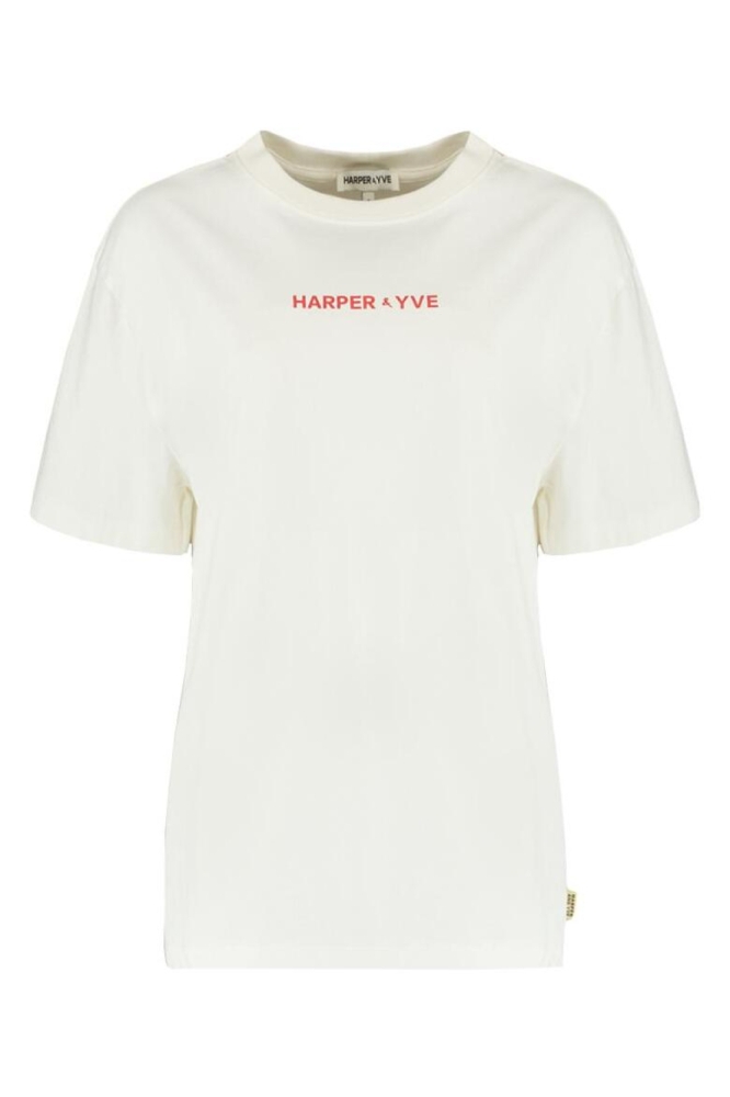Harper & Yve ecru dames t-shirt | Vooraanzicht